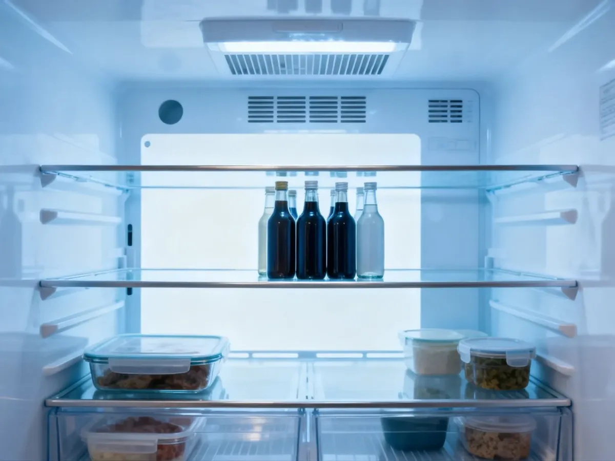 Przestronnie ułożone produkty w lodówce z zachowaniem cyrkulacji powietrza